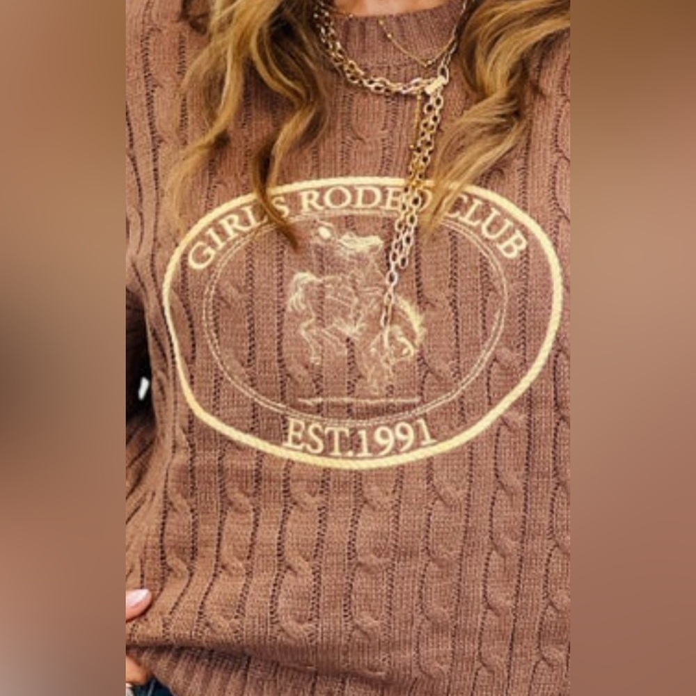 NWT Bailey Rose “Girls Rodeo” Sweater in Cocoa. - Picture 2 of 3